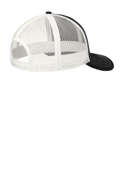 Rear View of Black/White Port Authority Snapback Trucker Cap. C112