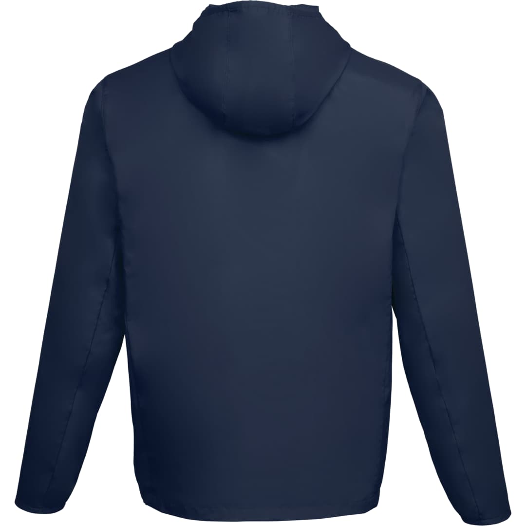 Rear View of Blue ANETO Lightweight Packable Jacket - Men's plain