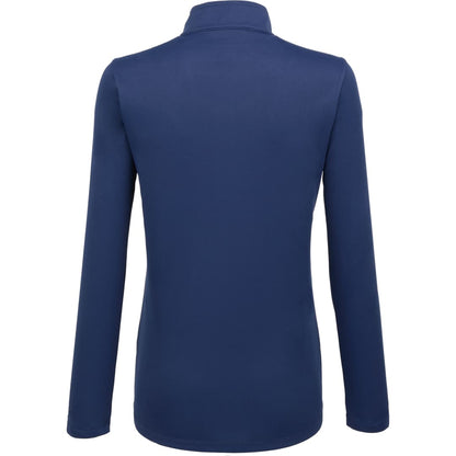 Rear View of Blue DARA Knit Quarter Zip - Women's plain