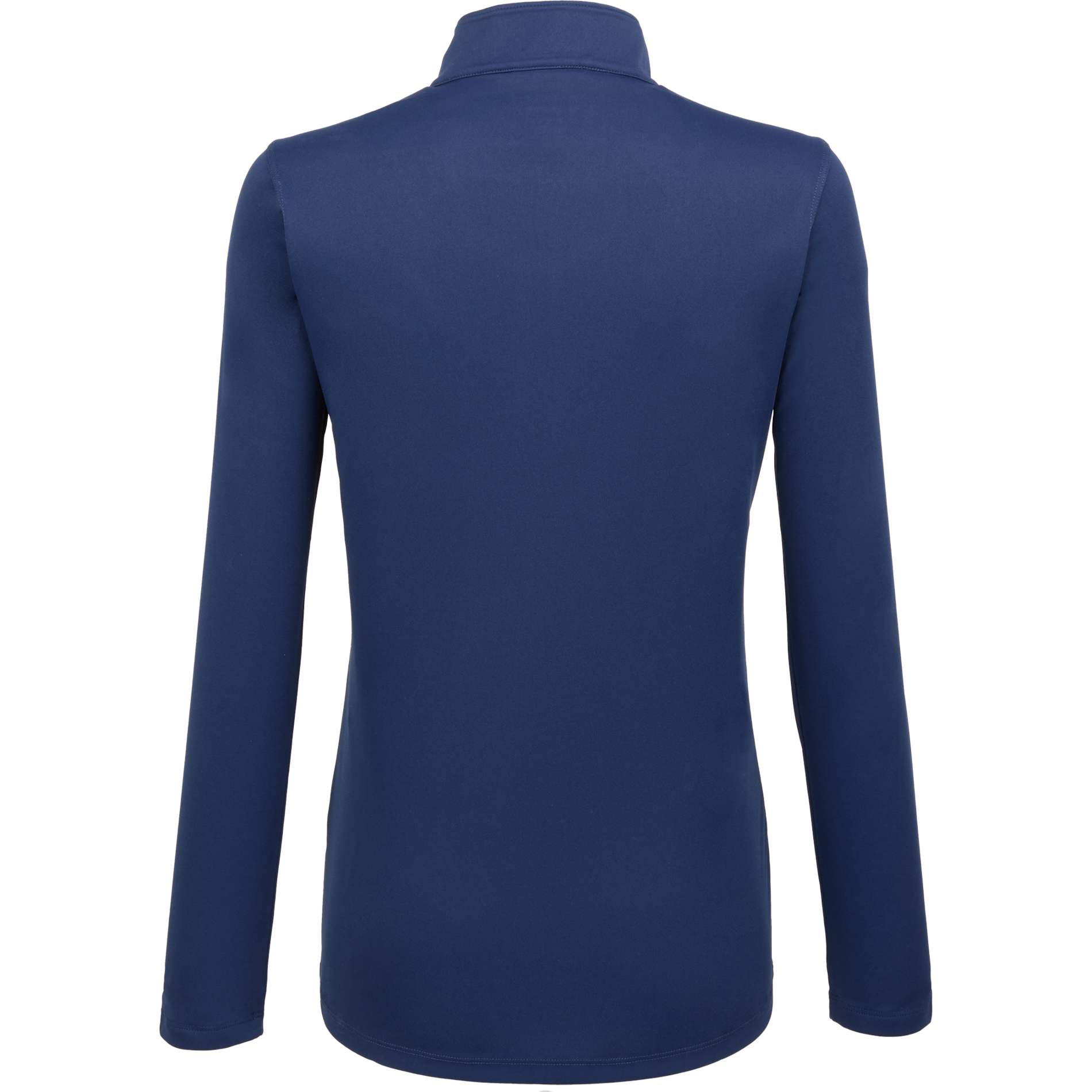 Rear View of Blue DARA Knit Quarter Zip - Women's plain