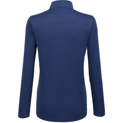 Rear View of Blue DARA Knit Quarter Zip - Women's plain