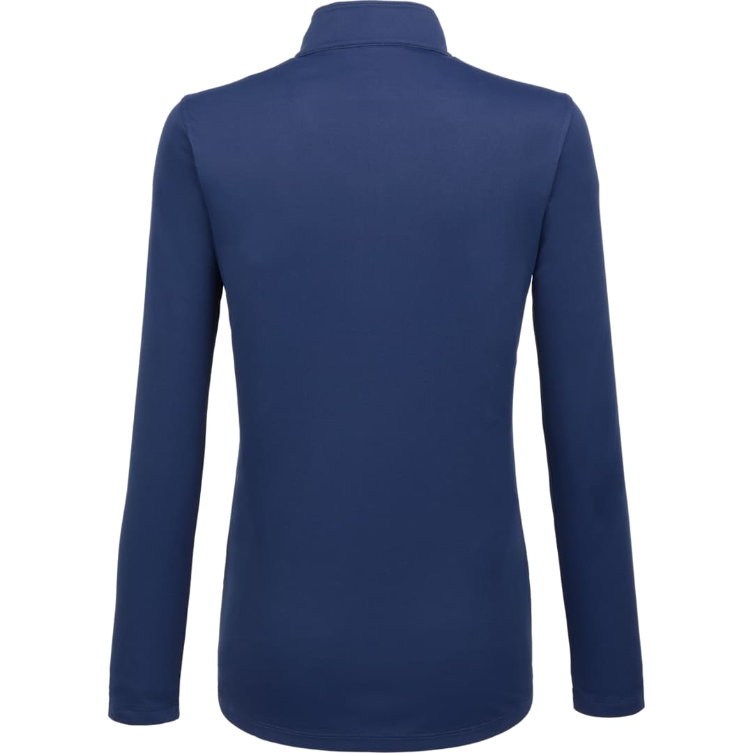 Rear View of Blue DARA Knit Quarter Zip - Women's plain