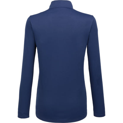 Rear View of Blue DARA Knit Quarter Zip - Women's plain