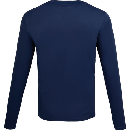 Rear View of Blue DARA LS Tech Tee - Men's plain
