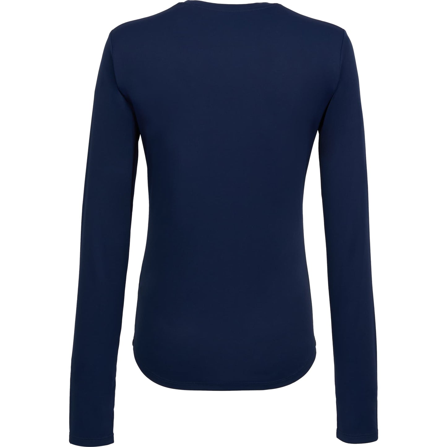 Rear View of Blue DARA LS Tech Tee - Women's plain