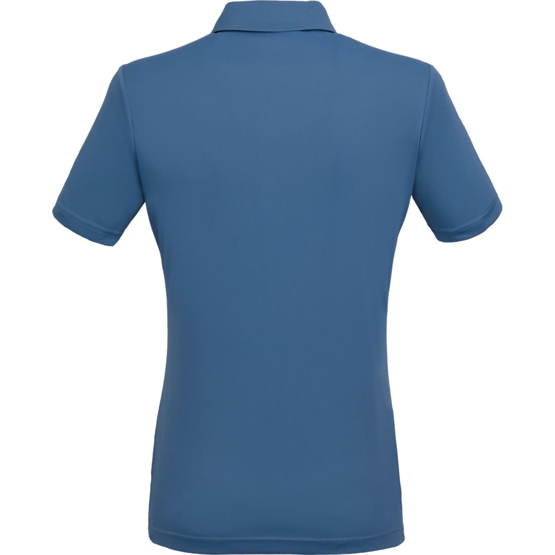 Rear View of Blue DARA SS Polo - Women's plain