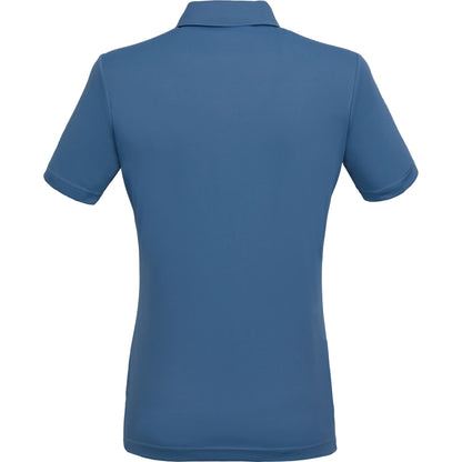 Rear View of Blue DARA SS Polo - Women's plain