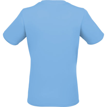Rear View of Blue DARA SS Tech Tee - Women's plain
