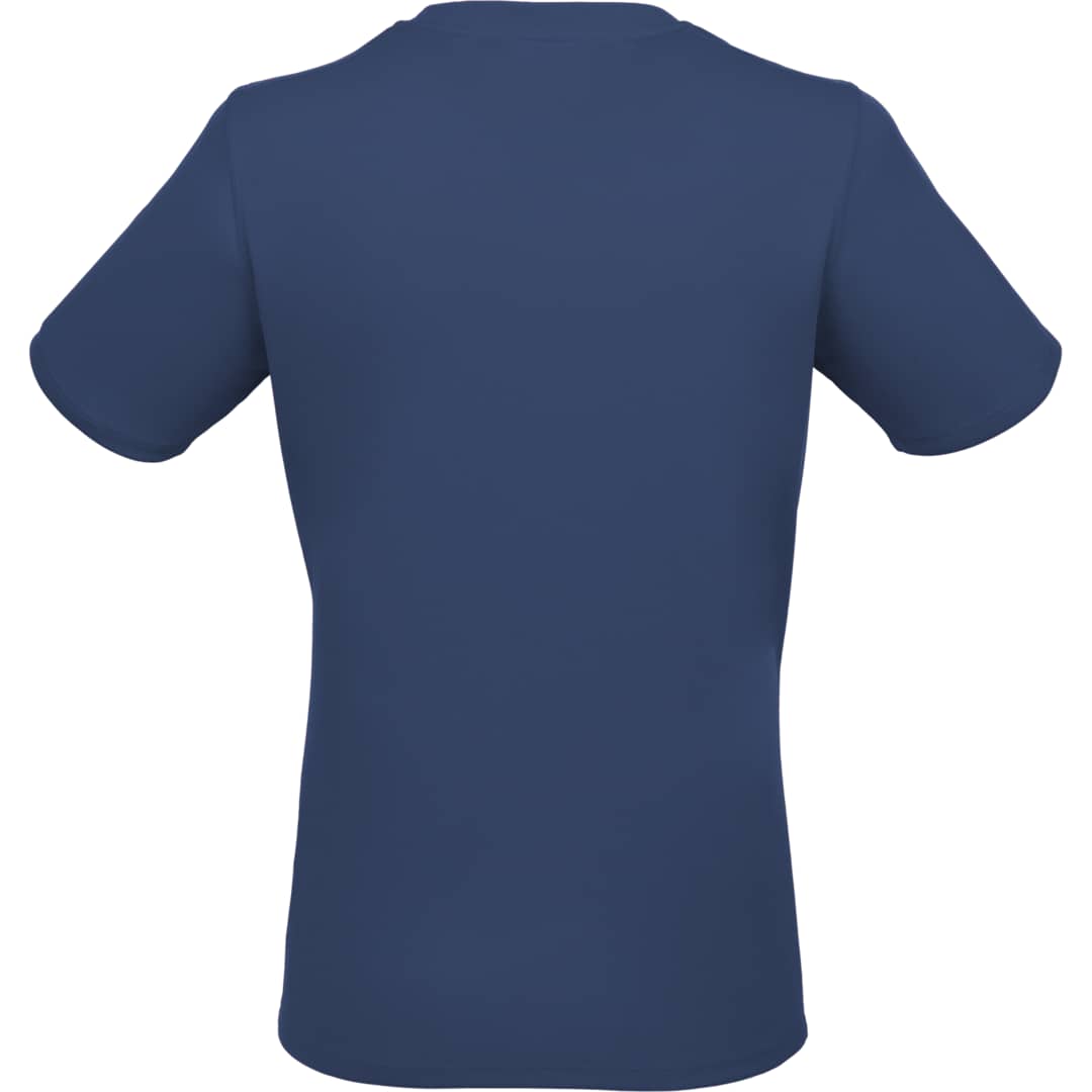 Rear View of Blue DARA SS Tech Tee - Women's plain