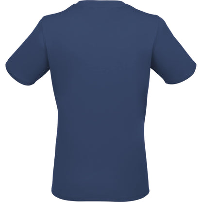 Rear View of Blue DARA SS Tech Tee - Women's plain