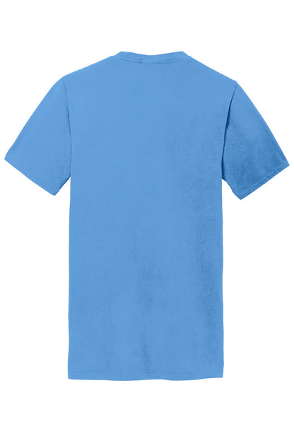 Rear View of Blue Moon Port & Company Beach Wash Garment-Dyed Pocket Tee. PC099P