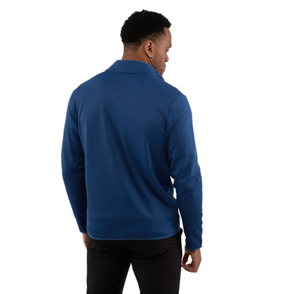 Rear View of Blue TELICA Brush Back Fleece Jacket - Men's plain