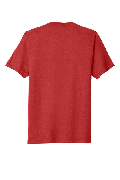 Rear View of Brt Red Hthr Port & Company Fan Favorite Blend Tee. PC455