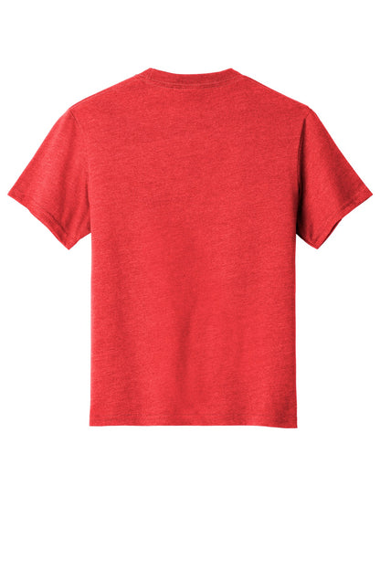 Rear View of Brt Red Hthr Port & Company Youth Fan Favorite Blend Tee. PC455Y