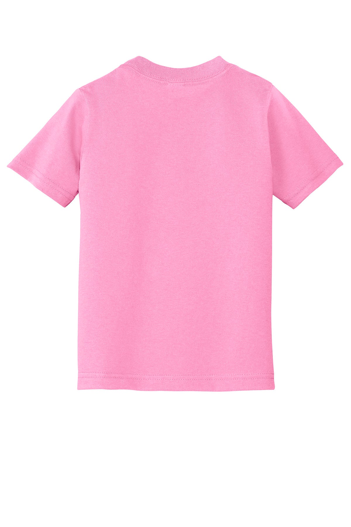 Rear View of Candy Pink Port & Company Toddler Core Cotton Tee. CAR54T