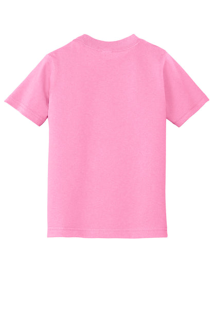 Rear View of Candy Pink Port & Company Toddler Core Cotton Tee. CAR54T