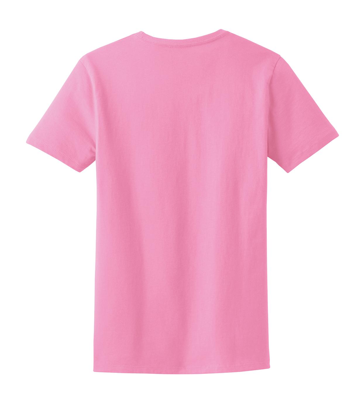 Rear View of Candy Pink Port & Company Women's Essential Tee. LPC61
