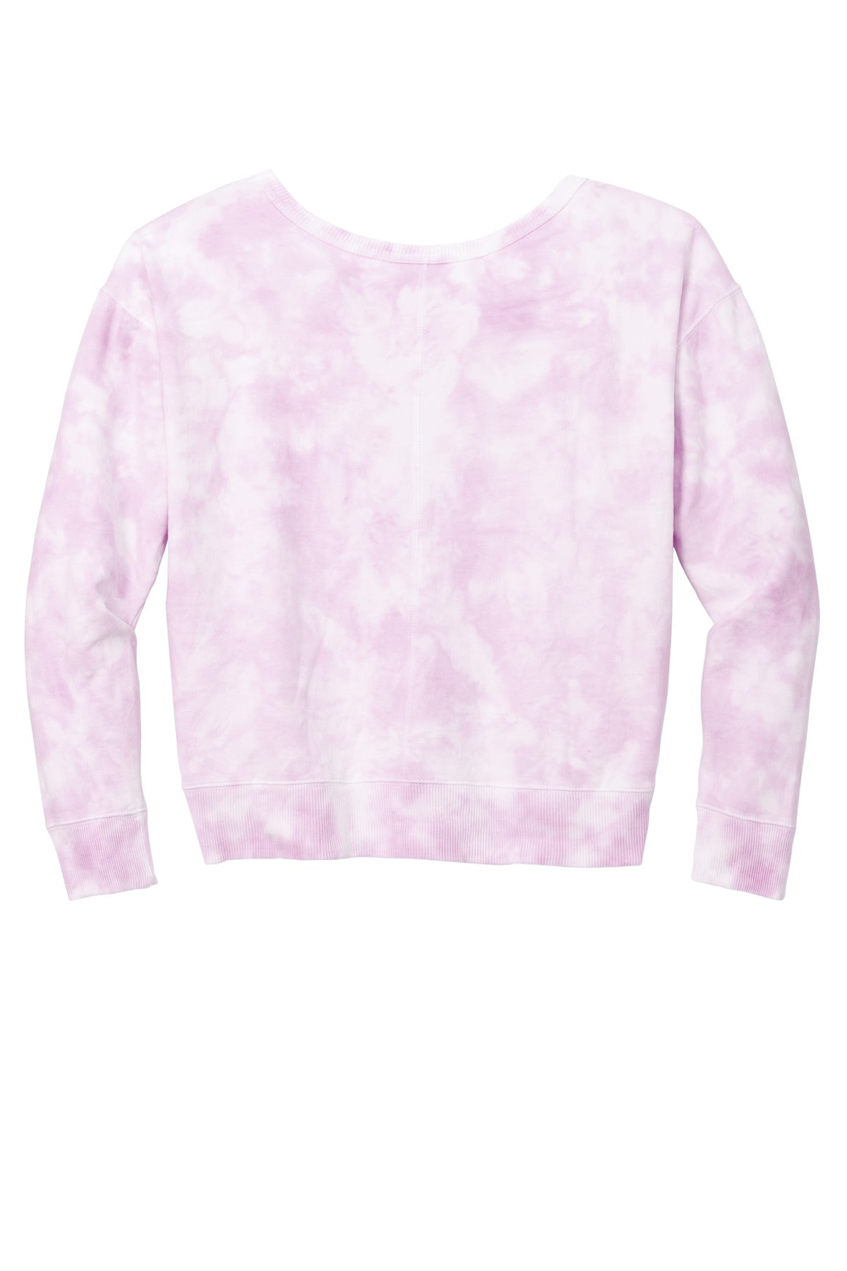 Rear View of CerisePink Port & Company Women's Beach Wash Cloud Tie-Dye V-Neck Sweatshirt LPC140V