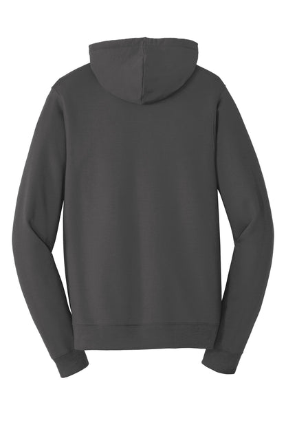 Rear View of Charcoal Port & Company Fan Favorite Fleece Full-Zip Hooded Sweatshirt. PC850ZH