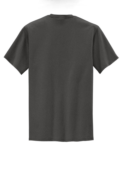 Rear View of Charcoal Port & Company Tall Core Blend Pocket Tee. PC55PT
