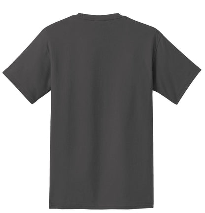 Rear View of Charcoal Port & Company - Tall Essential Pocket Tee. PC61PT