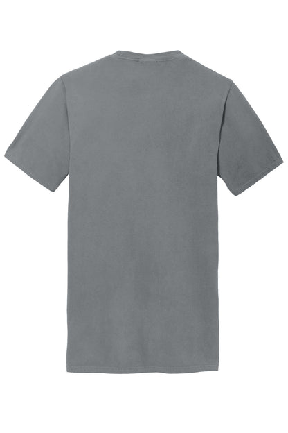 Rear View of Coal Port & Company Beach Wash Garment-Dyed Pocket Tee. PC099P