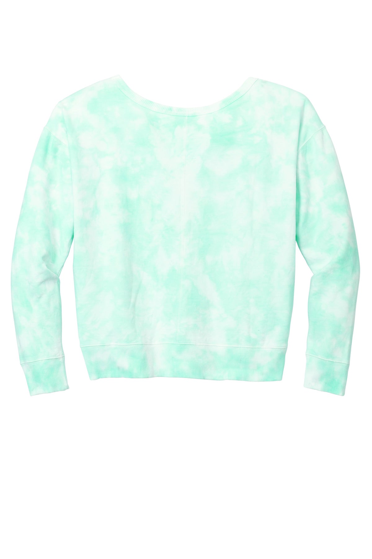 Rear View of CoolMint Port & Company Women's Beach Wash Cloud Tie-Dye V-Neck Sweatshirt LPC140V