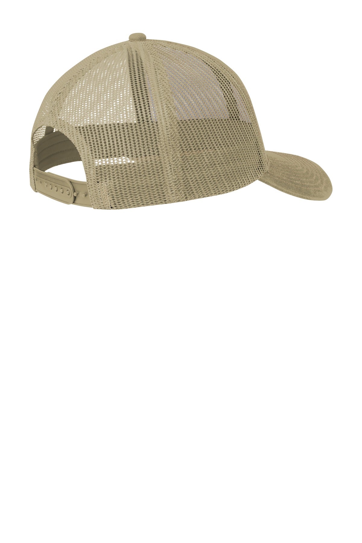 Rear View of Coyote Brown Port Authority Snapback Trucker Cap. C112