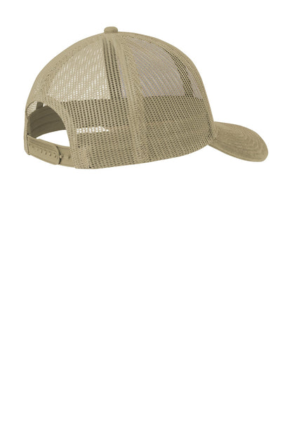 Rear View of Coyote Brown Port Authority Snapback Trucker Cap. C112
