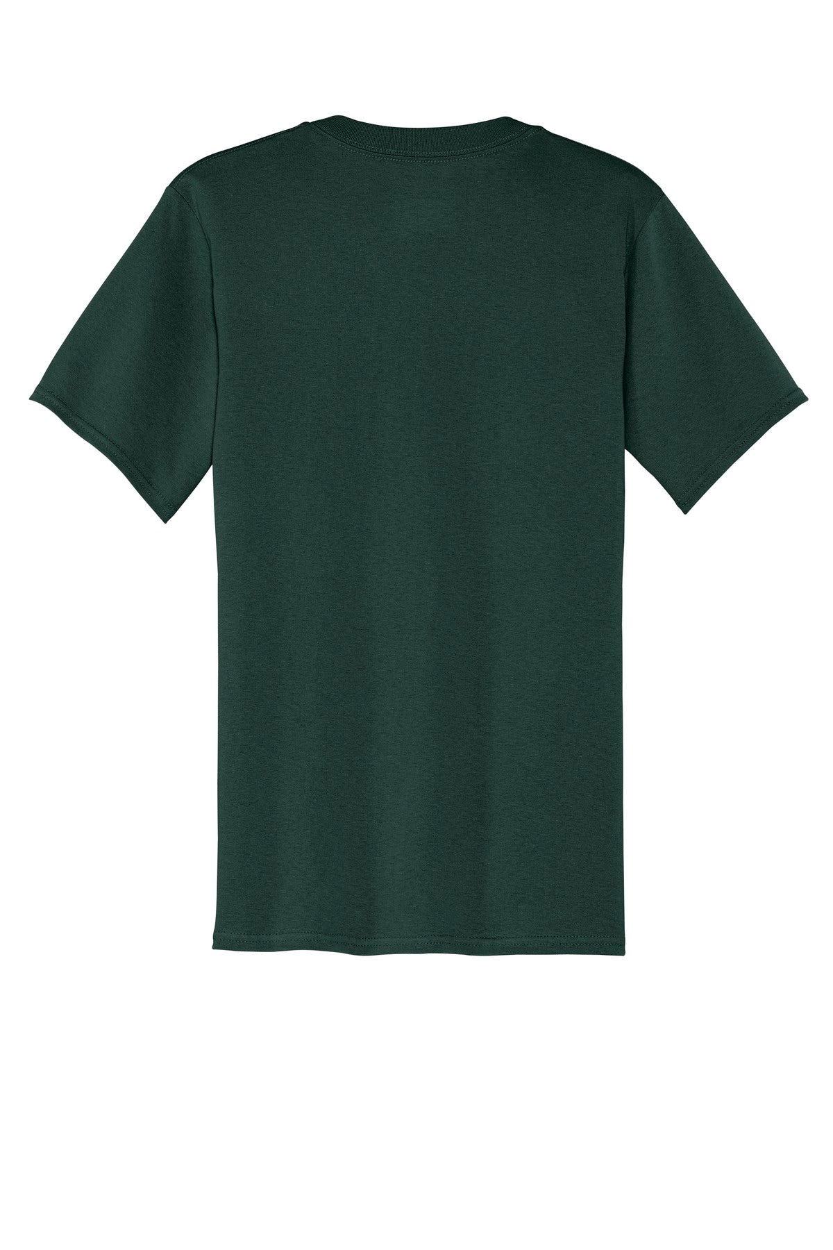 Rear View of Dark Green Port & Company Core Cotton Pocket Tee. PC54P