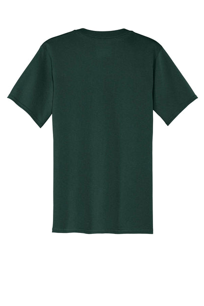 Rear View of Dark Green Port & Company Core Cotton Pocket Tee. PC54P