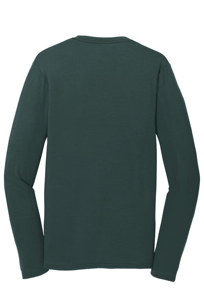 Rear View of Dark Green Port & Company Long Sleeve Performance Blend Tee. PC381LS
