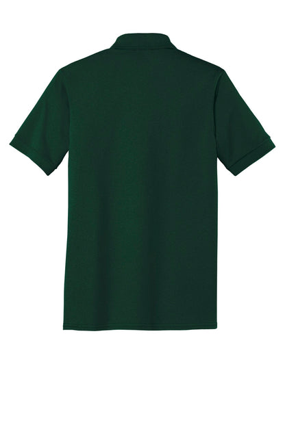 Rear View of Dark Green Port & Company Tall Core Blend Jersey Knit Polo. KP55T
