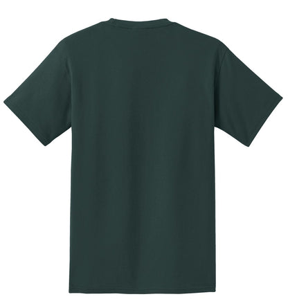Rear View of Dark Green Port & Company - Tall Essential Pocket Tee. PC61PT