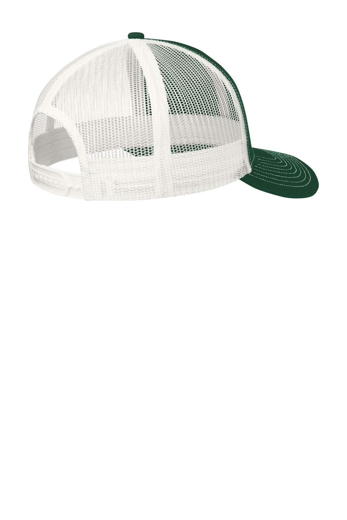 Rear View of Dark Green/Wht Port Authority Snapback Trucker Cap. C112