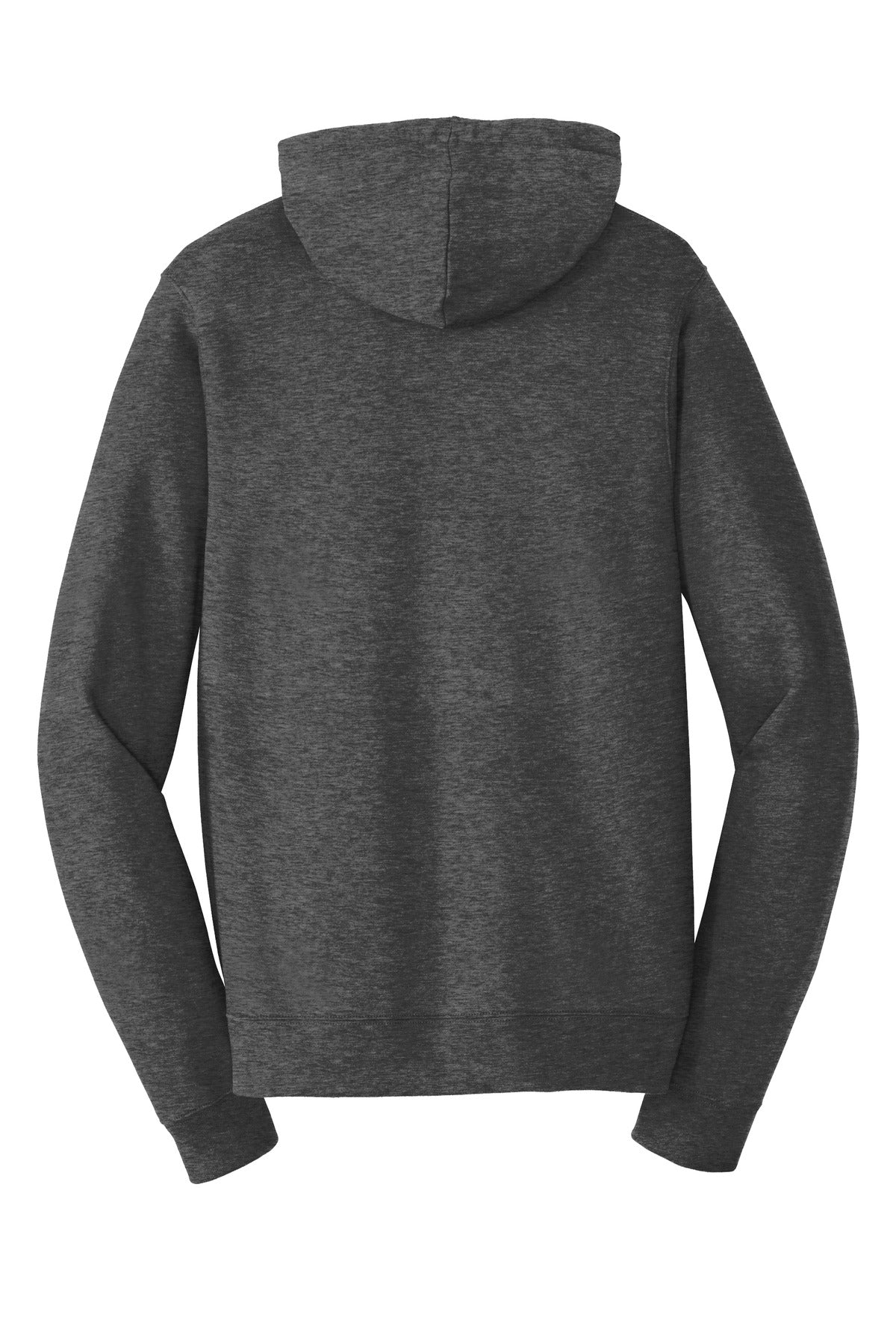 Rear View of Dark Hthr Grey Port & Company Fan Favorite Fleece Pullover Hooded Sweatshirt. PC850H