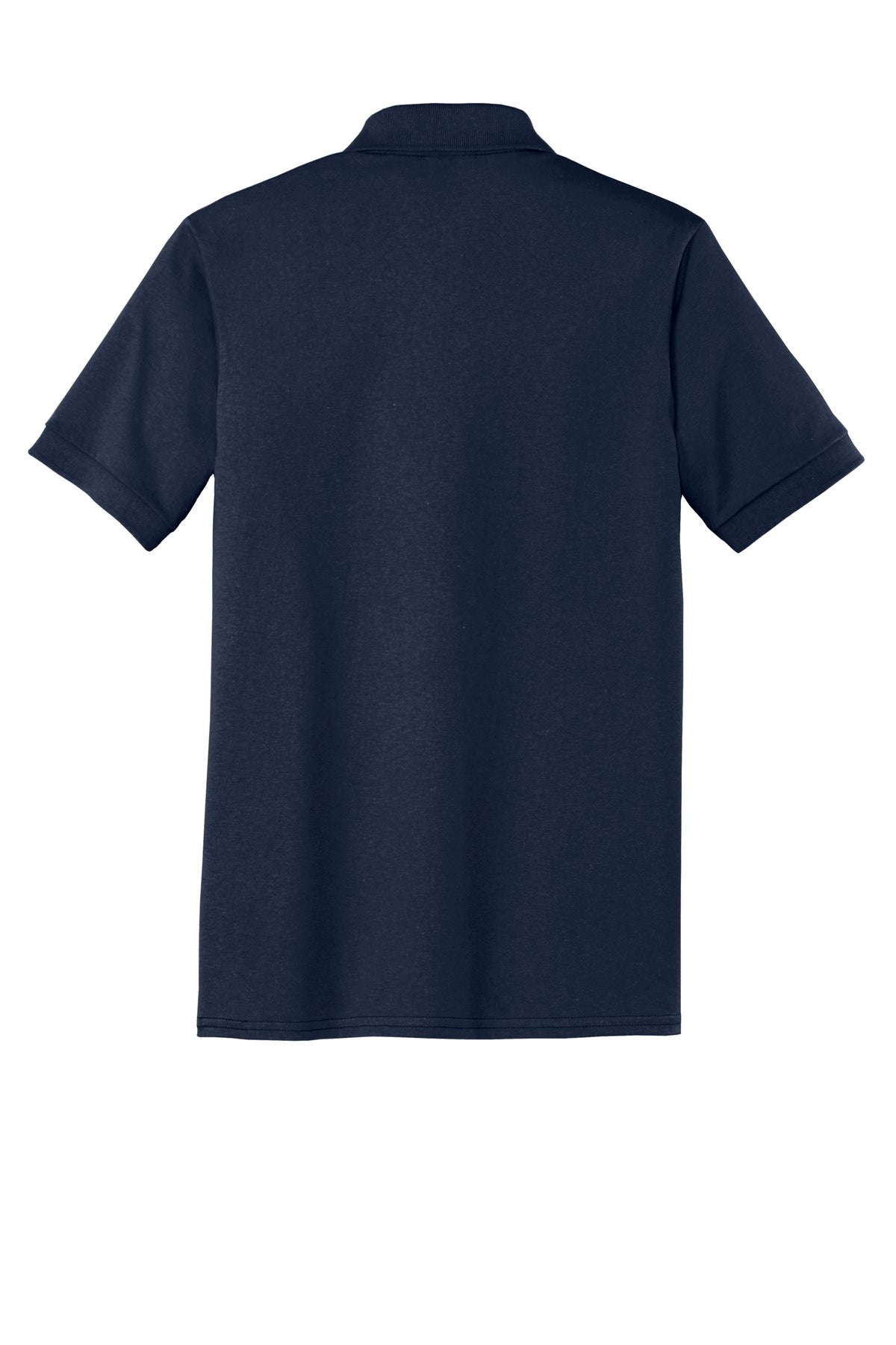 Rear View of Deep Navy Port & Company Core Blend Jersey Knit Pocket Polo. KP55P