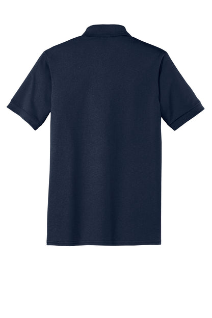 Rear View of Deep Navy Port & Company Core Blend Jersey Knit Pocket Polo. KP55P