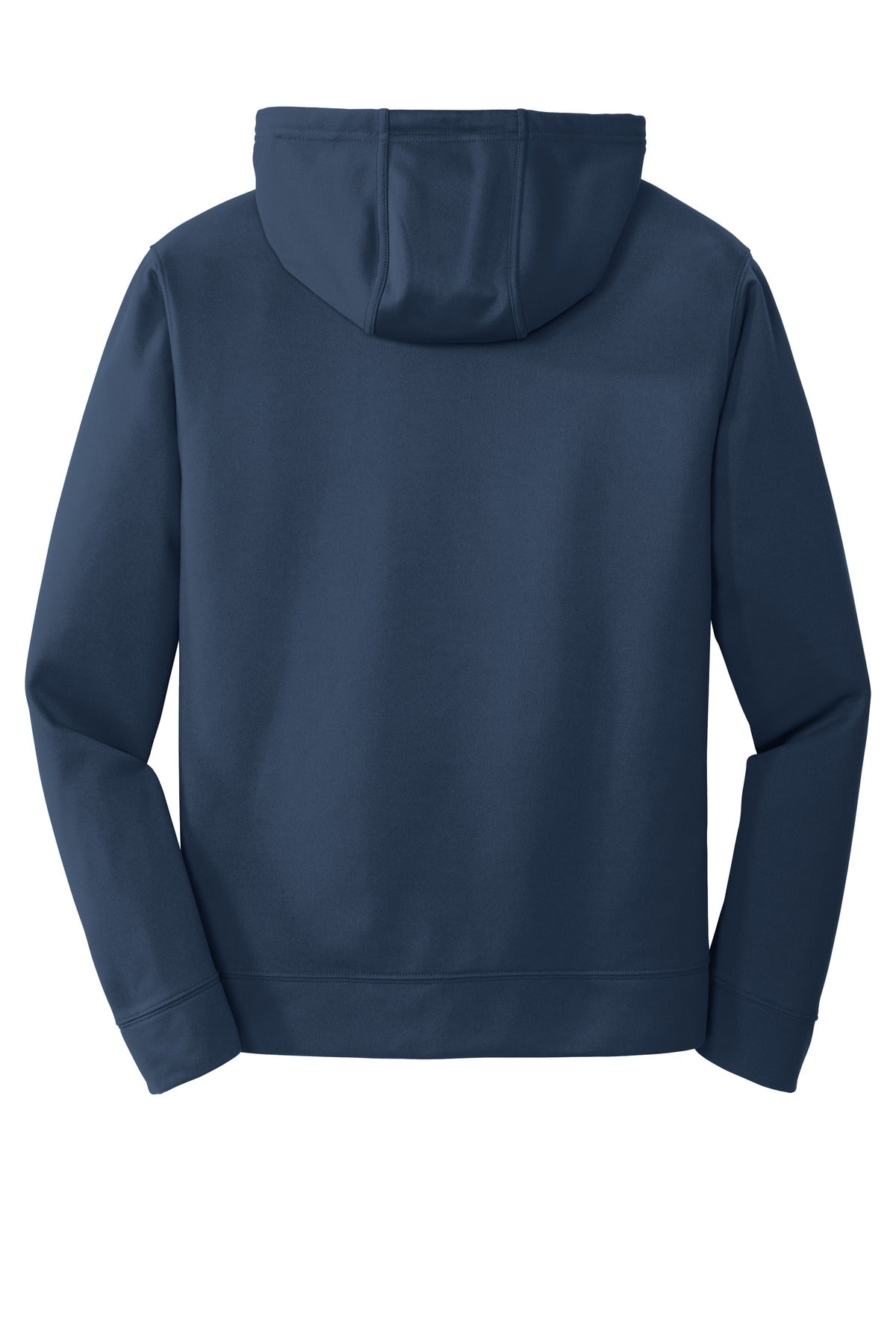 Rear View of Deep Navy Port & Company Performance Fleece Pullover Hooded Sweatshirt. PC590H