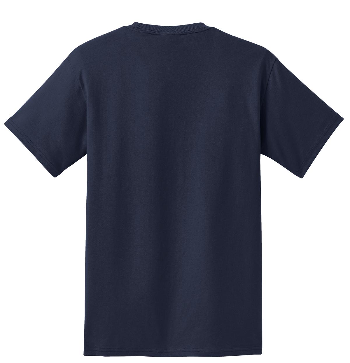 Rear View of Deep Navy Port & Company - Tall Essential Pocket Tee. PC61PT