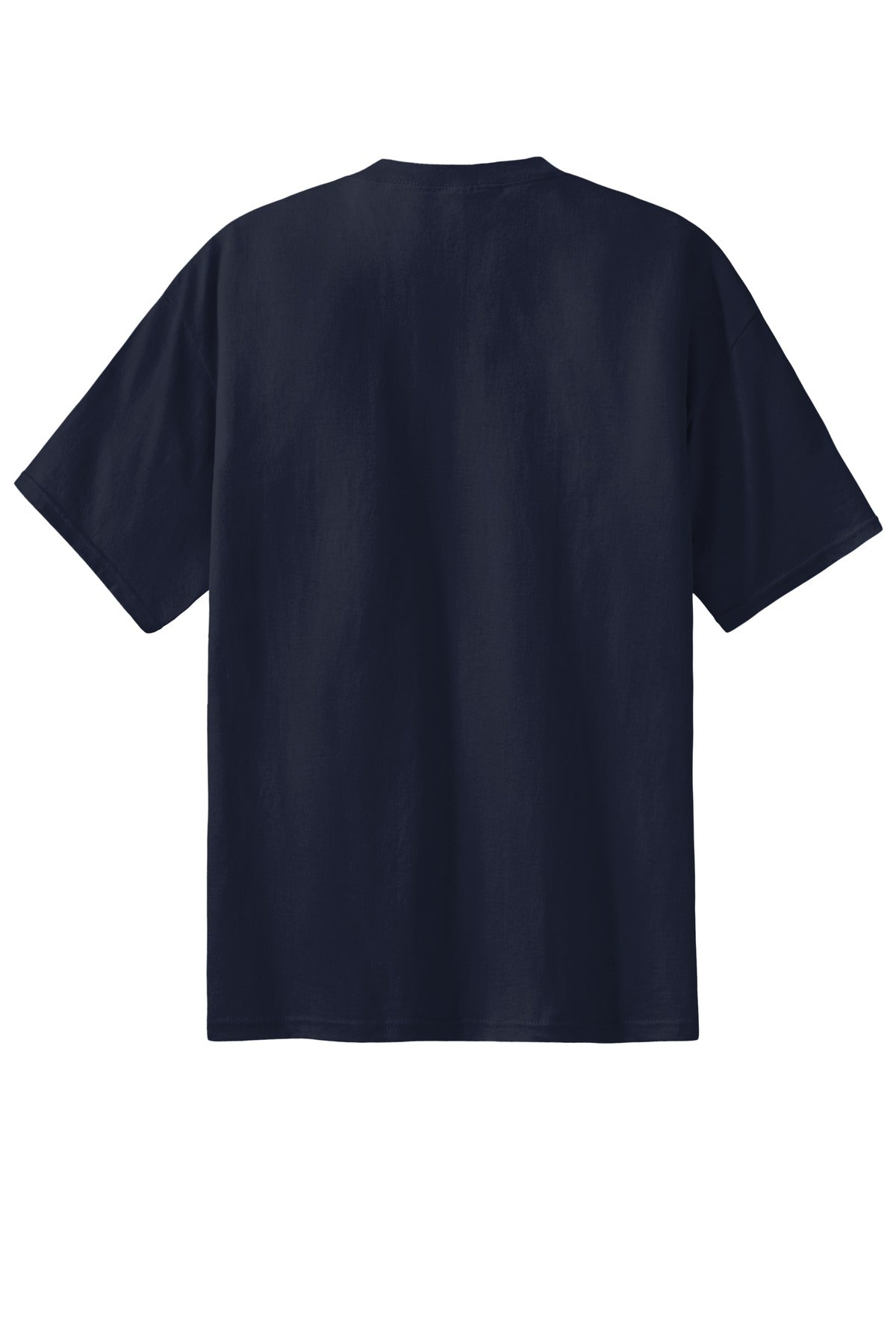 Rear View of Deep Navy Port & Company Tall Essential Tee. PC61T