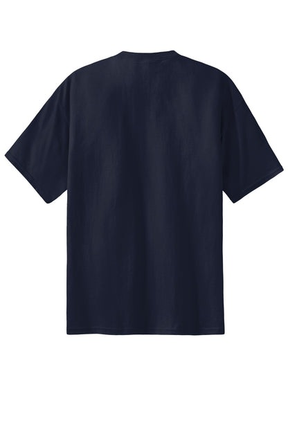 Rear View of Deep Navy Port & Company Tall Essential Tee. PC61T