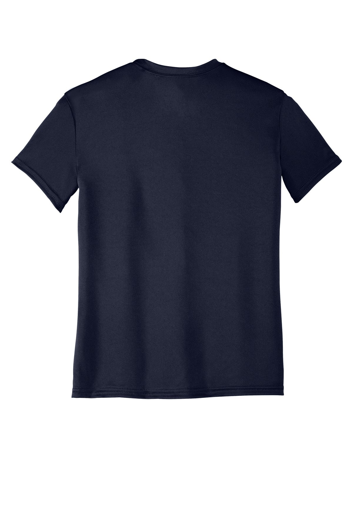 Rear View of Deep Navy Port & Company Youth Performance Tee. PC380Y
