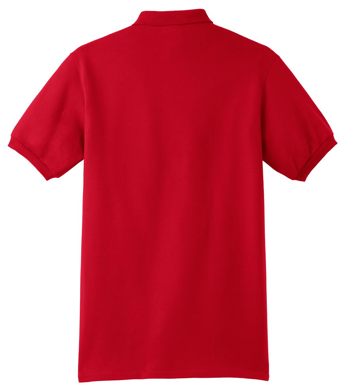 Rear View of Deep Red Hanes EcoSmart - 5.2-Ounce Jersey Knit Sport Shirt 054X