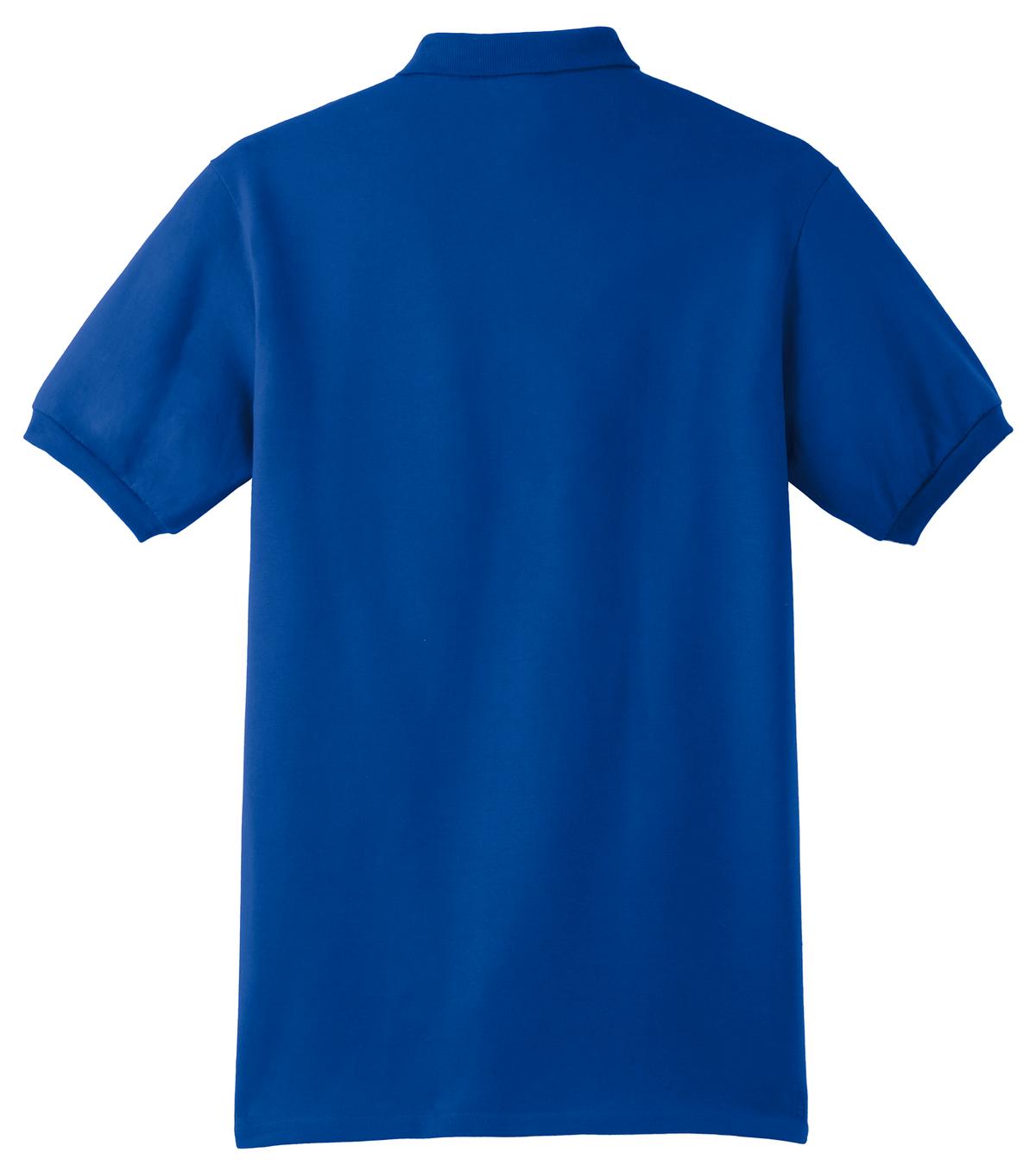 Rear View of Deep Royal Hanes EcoSmart - 5.2-Ounce Jersey Knit Sport Shirt 054X