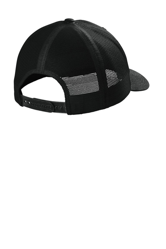 Rear View of DeepBlack Port Authority Eco Snapback Trucker Cap C112ECO
