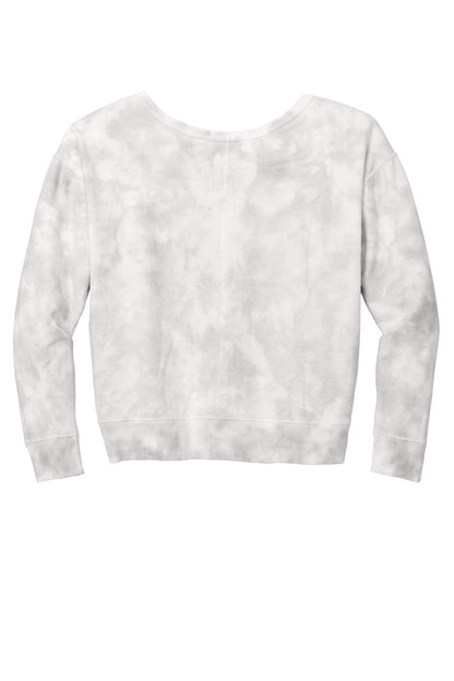 Rear View of DoveGrey Port & Company Women's Beach Wash Cloud Tie-Dye V-Neck Sweatshirt LPC140V