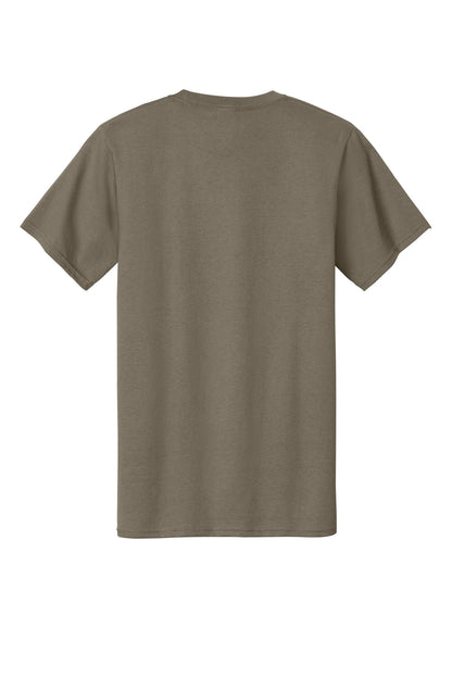 Rear View of Dusty Brown Port & Company Tall Essential Tee. PC61T