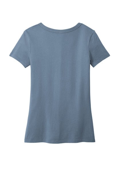 Rear View of FadedDenim Port & Company Women's Beach Wash Garment-Dyed V-Neck Tee LPC099V