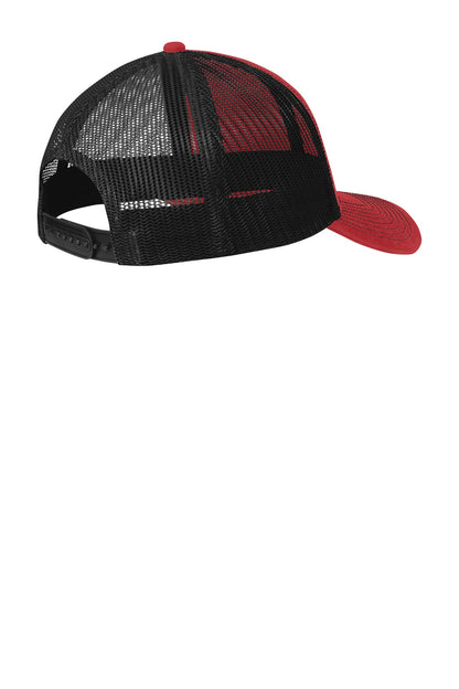 Rear View of Flame Red/Blk Port Authority Snapback Trucker Cap. C112